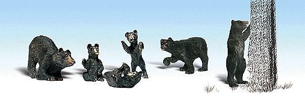Scenic Accents(R) -- Black Bears pkg(6), HO, Woodland Scenics 1885