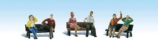 People on 3 Benches - Scenic Accents(R), HO, Woodland Scenics 1924
