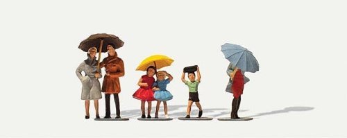 Passengers in the Rain -- pkg(6), HO, Merten 212186