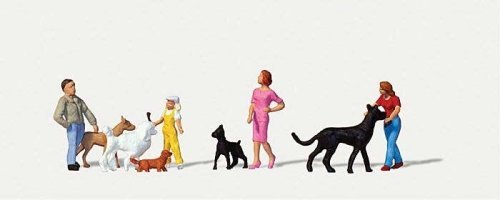 Dog Training School -- Figures Set pkg(9), HO, Merten 212589