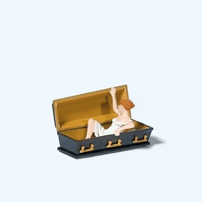 Female Vampire Holding Coffin Open, HO, Preiser Kg 29112