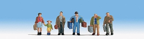 Travelers w/Luggage -- Set 2 pkg(6), HO, Noch Gmbh & Co 15224