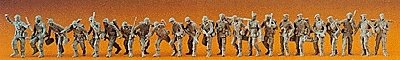 Modern German Army Post-1945 - Unpainted Figures -- Riflemen, Armored Infantry, Engineers and Militar, HO, Preiser Kg 16506