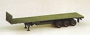 Military - US/NATO (Modern) - Trailers -- M872 3-Axle 34-Ton Flatbed without Tractor (green), HO, Trident Miniatures 90068