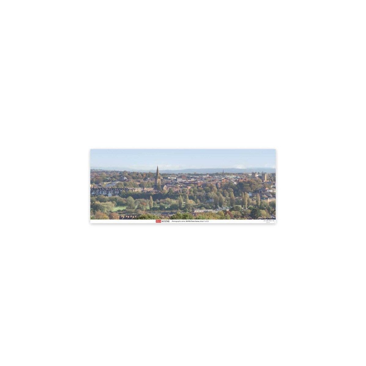 Backscene Photographic Background 95 x 13′ 240 x 33.3cm -- Town Scene, All Scales, Peco SKP06
