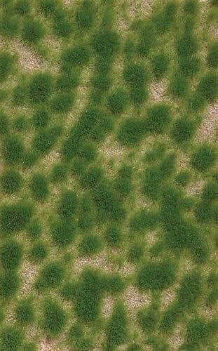 Grass Tuft Sheet -- Long Spring Tufts 3/16` .4cm Tall, 5-7/16 x 3-7/16` 13.8 x 8.8cm, All Scales, Busch Gmbh & Co Kg 3516