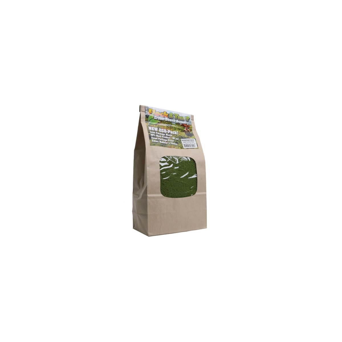 Flock & Turf Ground Cover ECO Pack Bag - 48oz 1.4L -- Coarse - Spring Green, All Scales, Scenic Express 811E