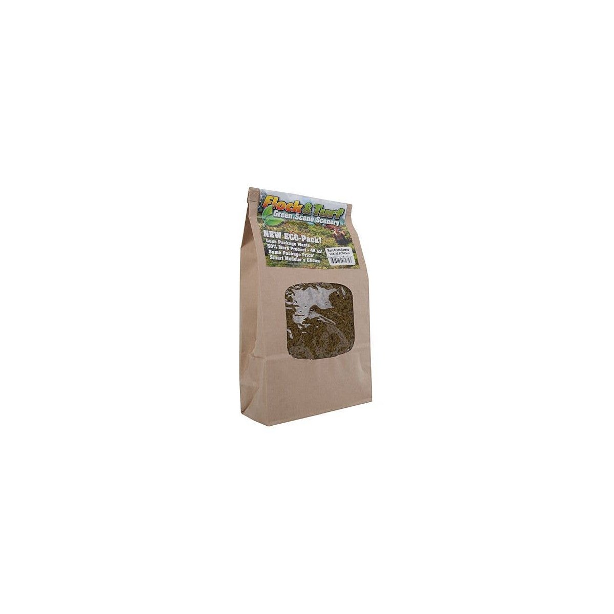 Flock & Turf Ground Cover ECO Pack Bag - 48oz 1.4L -- Coarse - Moss Green, All Scales, Scenic Express 823E