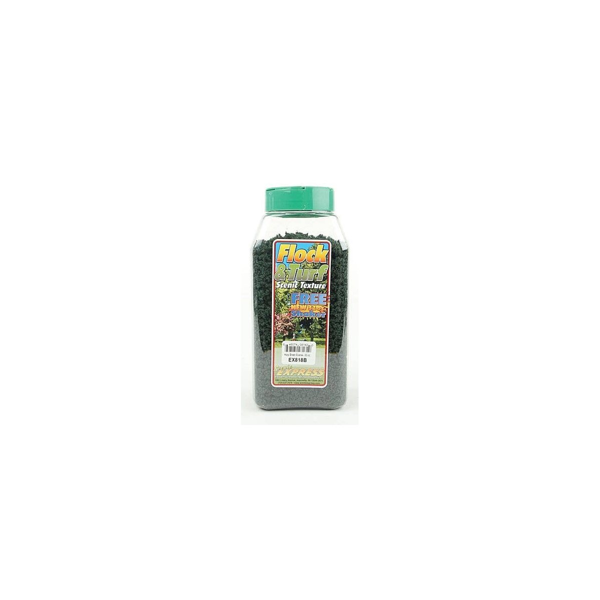 Flock & Turf - Scenic Foams & Ground Textures - Green Tones - 32 Ounces -- Hazy Green - Co, All Scales, Scenic Express 818B