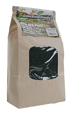 Flock & Turf Ground Cover ECO Pack Bag - 48oz 1.4L -- Coarse - Forest Green, All Scales, Scenic Express 816E
