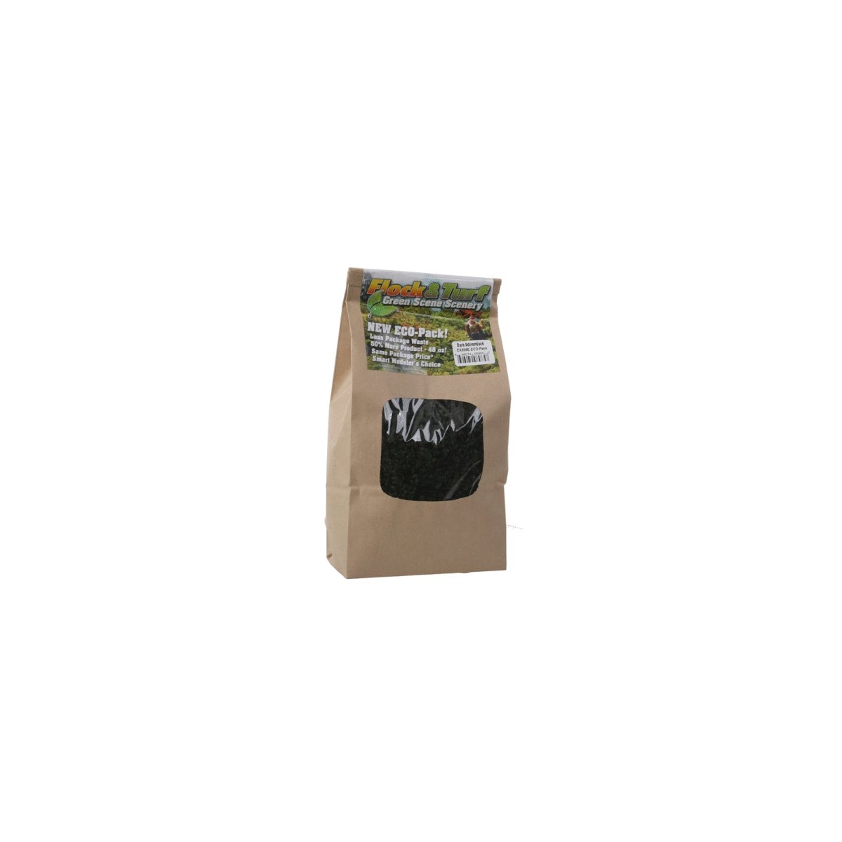 Flock & Turf Ground Cover ECO Pack Bag - 48oz 1.4L -- Adirondack Dark Blend, All Scales, Scenic Express 898E