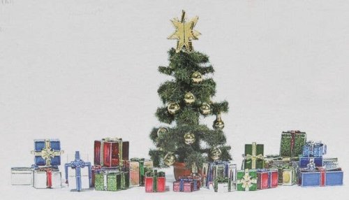 Christmas Gift Set with Tree, HO, Busch Gmbh & Co Kg 1140