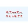 Toadstool Mushrooms -- Red-White Caps pkg(12), G, Preiser Kg 45241