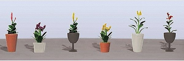 Assorted Potted Flower Plants -- Set 4 pkg(6), O, JTT Miniature Tree 95572