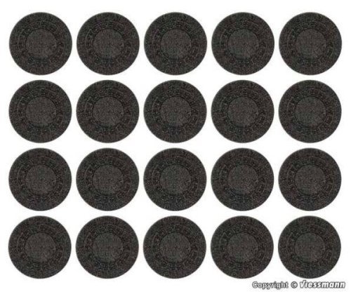Manhole Covers - Stone Art -- pkg(20), HO, Vollmer Gmbh 48283