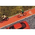 Roadway -- Bicycle Path - 39-3/8 x 9/16′ 1m x 14.5mm (red, gray, Bicycle Symbol), HO, Busch Gmbh & Co Kg 7082
