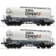 2 piece set: Silo wagons, Jura Cement/Wascosa, HO, Roco 6600191
