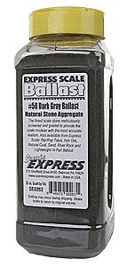 Natural Stone Ballast 50 for HO or N -- Dark Gray - 1 Quart .95L, HO, Scenic Express SE0263