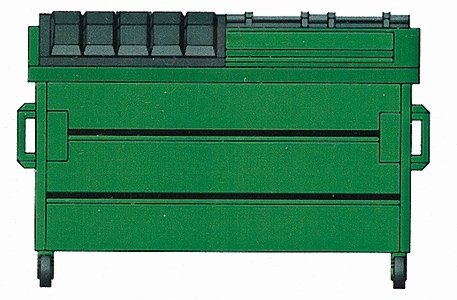 Trash/Recycling Dumpster -- Kit (green) pkg(3), HO, Hi-Tech Details 8002