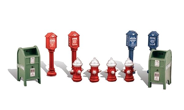 Scenic Accents(R) -- Street Items pkg(10), HO, Woodland Scenics 1960