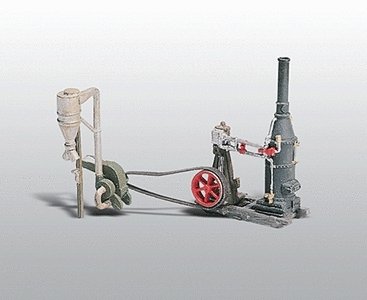 Farm Machinery (Unpainted Metal Castings) -- Steam Engine & Hammer Mill, HO, Woodland Scenics 229