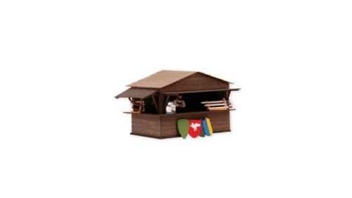 Medieval Market Miniature Scene -- 2 Sales Booths with Accessories, 2 Dealer Figures, HO, Noch Gmbh & Co 65618