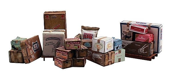 Miscellaneous Freight - Scenic Accents(R) -- Crates, Boxes, Bags & Sacks, N, Woodland Scenics 2216