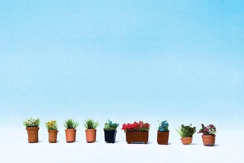 Flowers in Flower Pots -- Assorted Set 3 pkg(9), HO, NOCH 14031