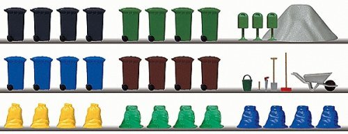 Garbage & Trash Set, HO, Busch Gmbh & Co Kg 1136