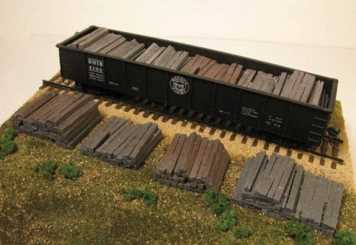 Used Wood Railroad Tie Stacks, HO, Monroe Models 2108