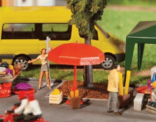Sun Umbrellas, Tables & Benches -- Kit, HO, Faller Gmbh 180910