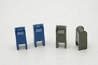 Street Mail Boxes -- Unpainted Metal Castings pkg(4), HO, Durango Press 115