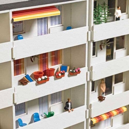 Balcony Details Set -- 80 Flowers, 6 Watering Cans, Tools, 4 Chairs, 2 Birdhouses and More, HO, Busch Gmbh & Co Kg 1836