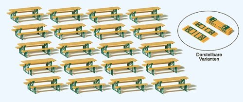 Beer Garden Tables/Benches -- Kit - pkg(20), HO, Preiser Kg 24707
