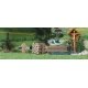 Wayside Cross & Accessories - Kit (Laser-Cut Wood) -- Bench, Wood Pile, Stone Foundling, Stone, HO, Busch Gmbh & Co Kg 1148