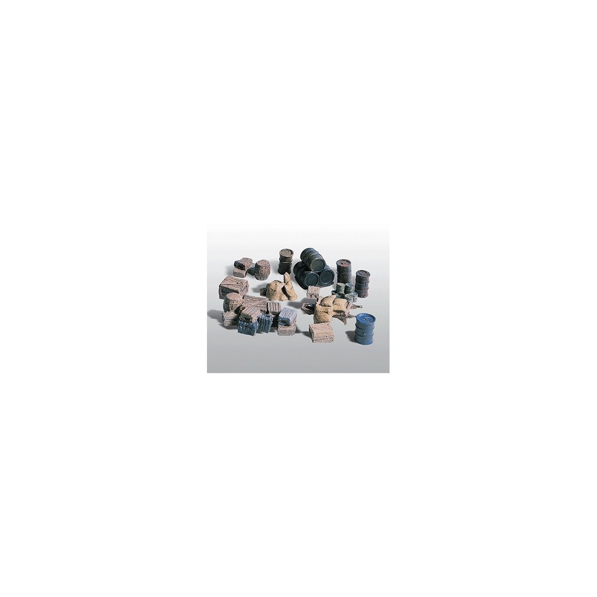 Scenic Details(R) - Tin Castings -- Assorted Crates, Barrels & Sacks pkg(13), HO, Woodland Scenics 203