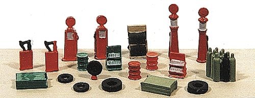 Deluxe Gas Station Detail Set -- 20 Pieces, N, Railway Express Miniatures 2181