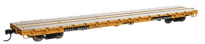 60′ Pullman-Standard Flatcar - Ready to Run -- Trailer-Train OTTX 90170 (Farm machinery yellow, black, white), HO, WalthersMai