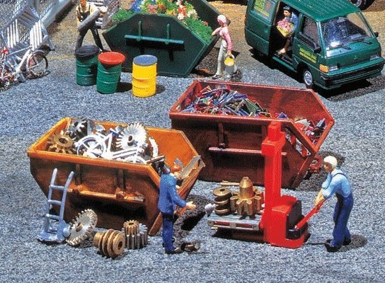 Tipper Dumpsters -- Kit pkg(2), HO, Faller Gmbh 180908