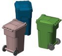 96-Gallon Wheeled Trash & Recycling Bin -- Kit - Green pkg(6), HO, Hi-Tech Details 8008