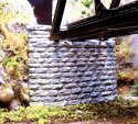 Single-Track Cut Stone Tapered Abutment -- 4-3/8 x 3/4 x 3-1/2′ 11.1 x 1.9 x 8.9cm, HO, Chooch Enterprises 8460
