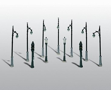 Street & Traffic Light Set - Nonworking -- Unpainted - Kit pkg(11), HO, Woodland Scenics 248