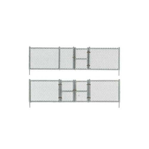 Chain Link Fence - Kit with Gates, Hinges & Planter Pins -- Total Scale Length: 192′ 58.5m, O, Woodland Scenics 3003