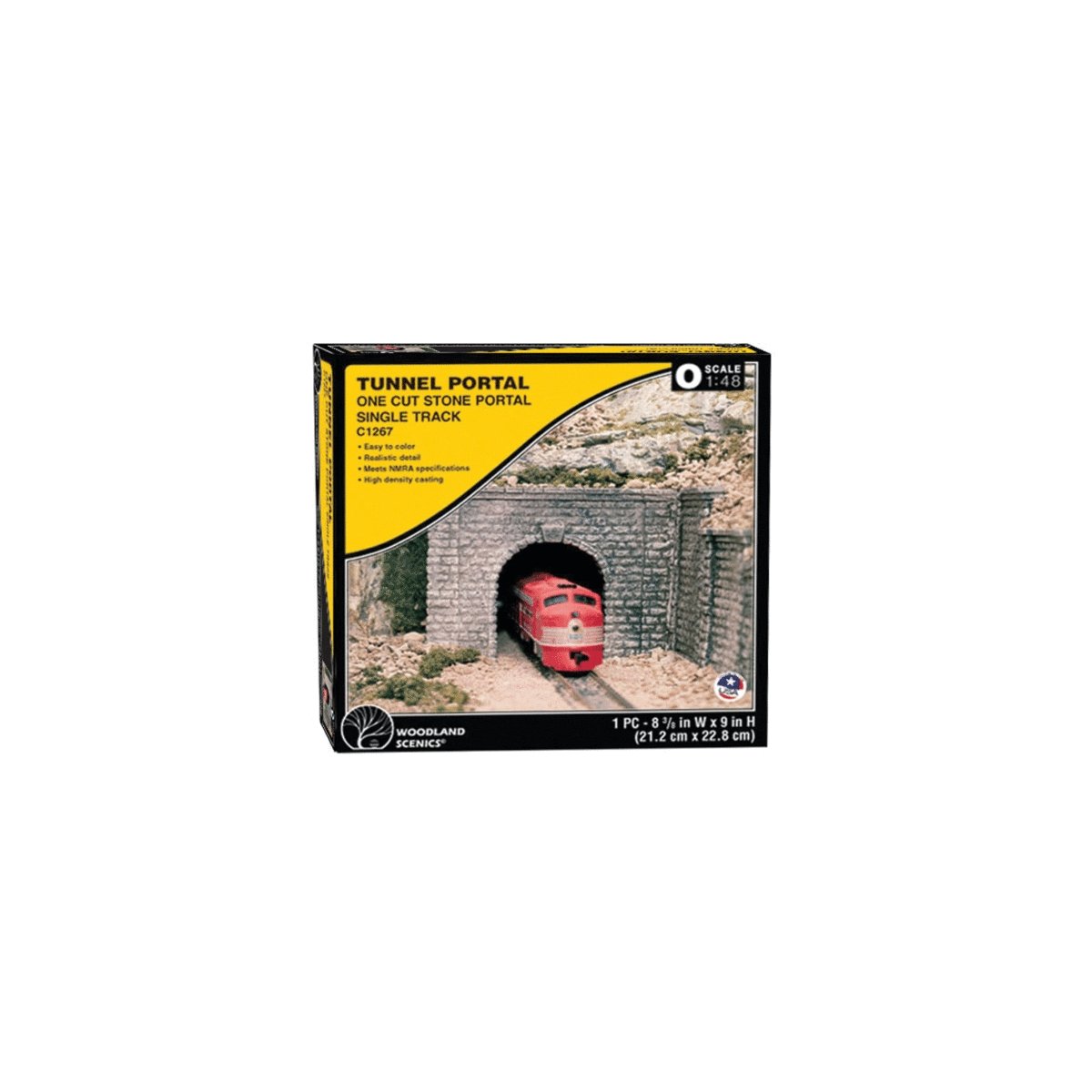 Cut-Stone Tunnel Portal -- 8-3/8 x 9′ 21.2 x 22.8cm, O, Woodland Scenics 1267
