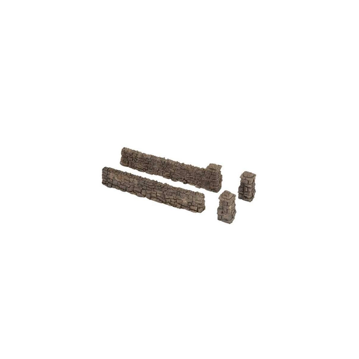 Rock Wall -- 12 Pieces, Total Length 28-3/8` 72cm, 5/8` 1.6cm Tall, HO, Noch Gmbh & Co 13170