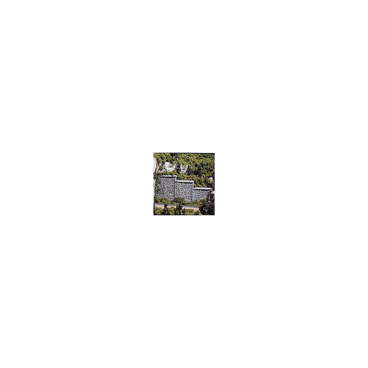 Retaining Walls (Hydrocal Plaster Castings) pkg(3) -- Random Stone, All Scales, Woodland Scenics 1261