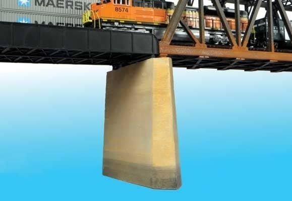 Double Track Bridge Pier with Cut Water Edge -- Unpainted Cast Gypsum/Plaster 3 x 9/16 x 3-3/4′ 7.6 x, N, Monroe Models 258