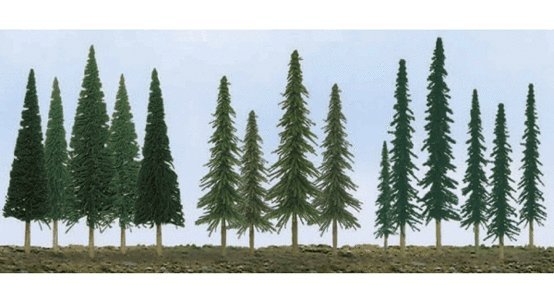 Evergreen Tree Bulk Pack -- 2-1/2 to 6′ 6.4 to 15.2cm pkg(90), All Scales, JTT Miniature Tree 92118