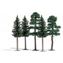 Spruce & Fir Tree Set -- 3 Spruce 5-1/8` 13cm Tall & 2 Firs 5-11/16` 14.5cm Tall, HO, Busch Gmbh & Co Kg 6149