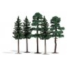 Spruce & Fir Tree Set -- 3 Spruce 5-1/8` 13cm Tall & 2 Firs 5-11/16` 14.5cm Tall, HO, Busch Gmbh & Co Kg 6149